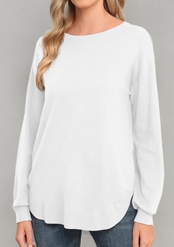 Image of GRECERELLE Womens Long Sleeve Lightweight Crewneck Sweater Tops Casual Soft Knit Pullover Jumper