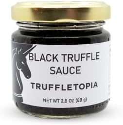 Truffletopia I Black Truffle Sauce I Made with Real Natural Black Truffles I Most Versatile Topping or Condiment, for Seasoning, Cooking & Baking I Gluten Free, Non-GMO, No MSG, Cholesterol Free, Sugar Free I 2.8 oz