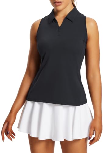 Baleaf Women's Sleeveless Zipper Golf Polo