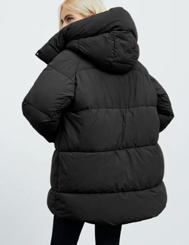Gihuo Womens Quilted Puffer Coat Hoodie Winter Oversized Mid-Length Padded Down Jacket Warm Heavyweight Bubble Outerwear4