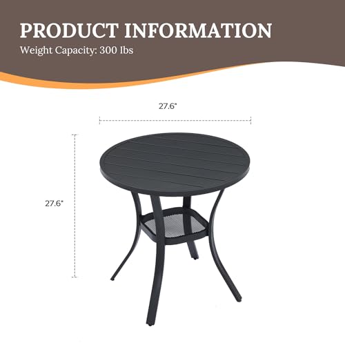 VICLLAX-Small-Round-Patio-Dining-Table-All-Weather-Metal-Outdoor-Table-for-Lawn-Garden-275x-275-Patio-Bistro-Table-for-Outside-Black VICLLAX Small Round Patio Dining Table All Weather Metal Outdoor Table for Lawn Garden 275x 275 Patio Bistro Table for Outside Black