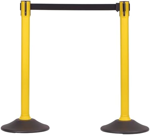US Weight Yellow Sentry Stanchion with Retractable Black Belt