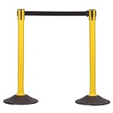 US Weight Crowd Control barriers- Sentry Stanchion with Retractable Belt Barrier– Easy Connect Assembly (2-Pack) Crowd Control Stanchions - Black