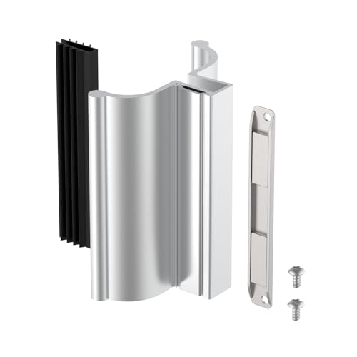 Stainless Steel U-Channel with Magnet & Screws, 3\" Chrome Frameless Shower Door Handle with Metal Strike for 1/8\" 5/32\" 3/16\" and 1/4\" Thick Swing Glass Shower Doors, Frame and Frameless Shower Door