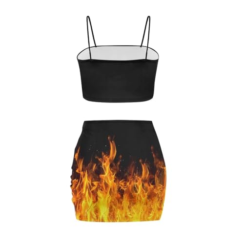 Image of 2025 Sexy Spaghetti Strap Crop Tops and Bodycon Skirt Casual 2 Piece Set S-4XL