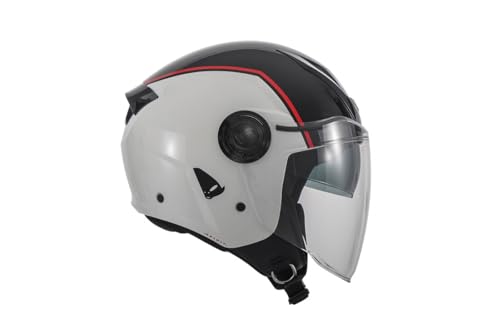 Casque demi-jet UFO PLAST Urban Spirit blanc et noir taille M pour scooter et moto urbaine