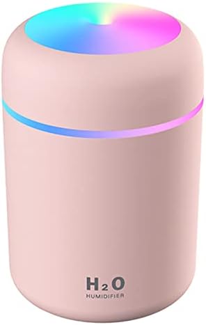 Gekestory Colorful Cool Mini Humidifier, Aromatherapy Essential Oil Diffusers, Cool Mist Humidifiers, Aroma USB Personal Desktop Humidifier for Bedroom, Car, Office. 2 Modes, Super Quiet (300ml Pink)