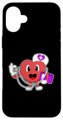 心臓 看護師 聴診器 スマホケース iPhone 16 Plus 用