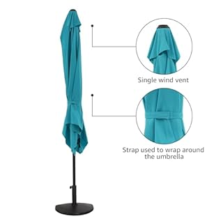 COBANA 7.5’by 4’Half Rectangular Outdoor Patio Umbrella for Patio, Balcony, Garden, Deck, Blue