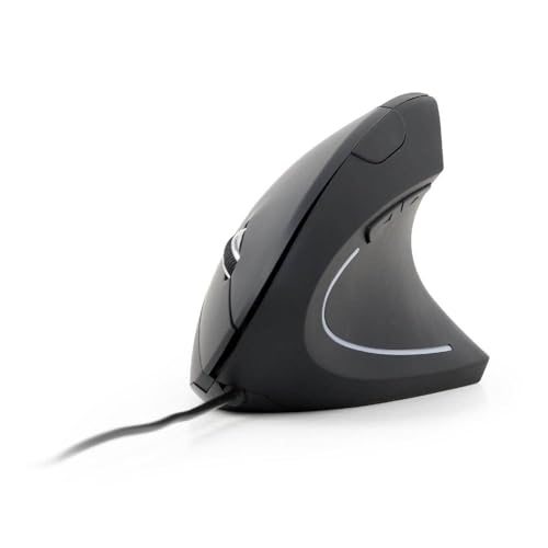 Gembird Souris Verticale Optique Ergonomique, Filaire, Design 6 Boutons, 3600 DPI Max, Compatible Windows, Noir pour Droitiers
