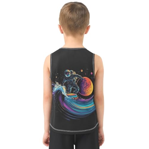 Surfing Space Wave Black Boys Tank Tops Toddler Boys' Assorted Sleeveless Tank Tops for Summer,3T3