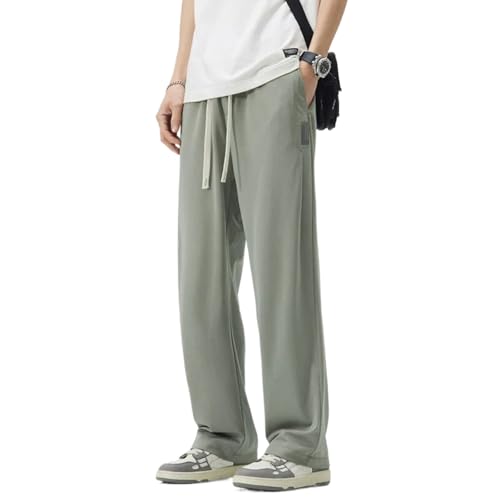 Summer Thin Casual Pants Men's Loose Straight Casual Wide Pants Ice Silk Trousers Male