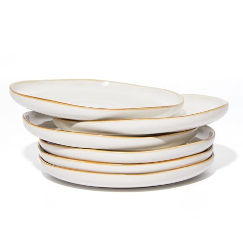 Image of Pokini Ceramic Salad Plates Set of 6, 8inch Stoneware Small, Dessert Plates
