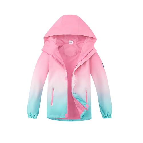 Image of MGEOY Kids Rain Jacket, Waterproof Lightweight Hooded Windbreaker for Boys Girls 4-14Y