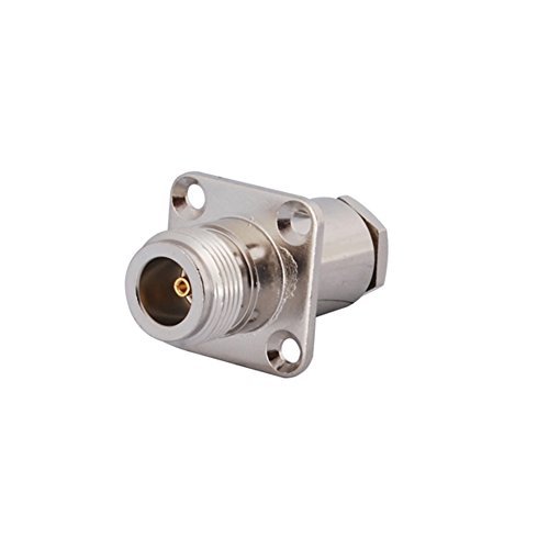 Custom Cables Group LLC Rf Wire Coaxial Terminal Copper Alloy Connector N Jack 4-hole Flange Panel Clamp for Rg58 Lmr195 Ships from USA