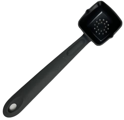 Rite-Size 6 oz. Perforated Square Server Portion Utensil, Copolymer Plastic Heat Resistant Professional Cooking Tool, Black