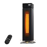 ComDomus Space Heater Large Room, 25” Electric Room Heaters for Indoor Use with 120° Oscillation, 3 Heat Levels, 3 Modes, Multiple Safety Protections, 12H Timer, Black Ceramic Tower Heater for Bedroom