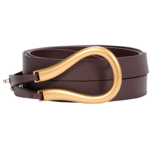 Women Gold Buckle Skinny Corset Belt Double Strap PU Leather Waist Belt