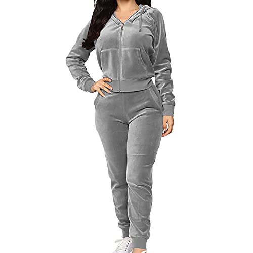 Survêtement en velours DGKaxiyaHM ensemble 2 pièces à capuche et pantalon de jogger pour femme