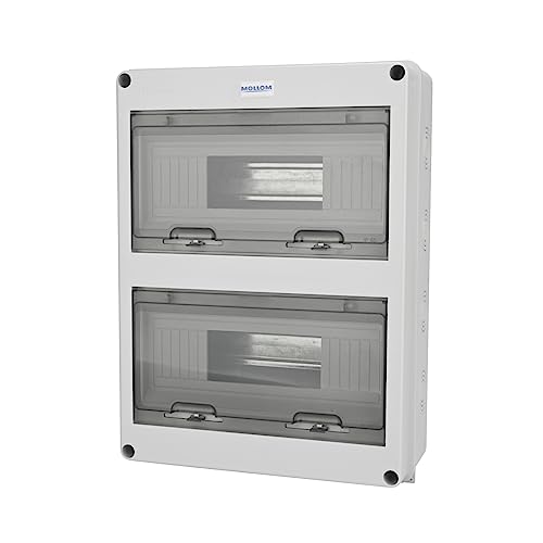 MOLLOM Caja de Protección de Distribución de 24 Vías con Interruptor Automático MCB y Riel DIN, Impermeable IP65, para Uso Interior y Exterior