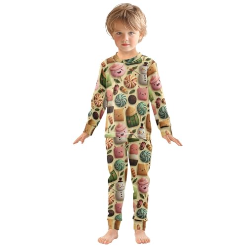 Pajama Sets Long Sleeve Cute Food Pattern Design Soft Comfy Sleepwear 2 Piece PJS 3-8T2