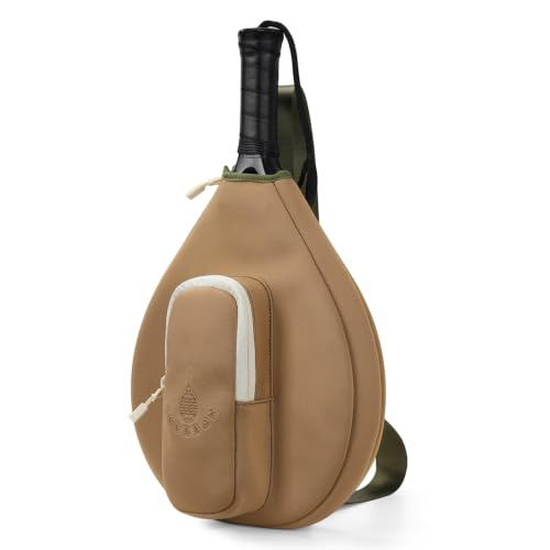 TOURBON Neoprene Padded Pickleball Paddle Sling Bag with Ball Holder Pouch
