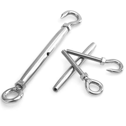 Tensor de Cuerpo Cerrado de Acero Inoxidable 304, Tipo Gancho y Ojal con Rosca Invertida para Tensado de Cable de Alambre (M5) miniatura 4