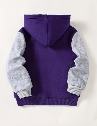 Image of Kids Zip-Up Hooded for Boys Sherpa Lined Jacket Winter Outdoor Sweatshirt Warm Coat 3-14 Years