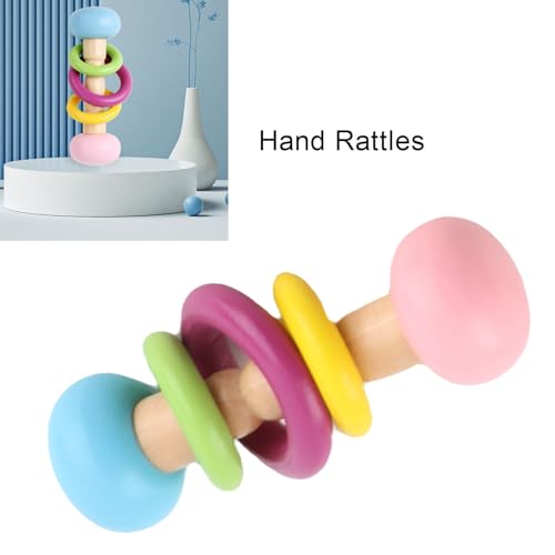 Tbest 4pcs Baby Rattles Set Favorise une éducation Précoce avec une Conception Ergonomique pour une Expérience de Jeu Enrichissante, un Design aux Couleurs Vives, un Matériau en Bois Haut de Gamme – Image 3