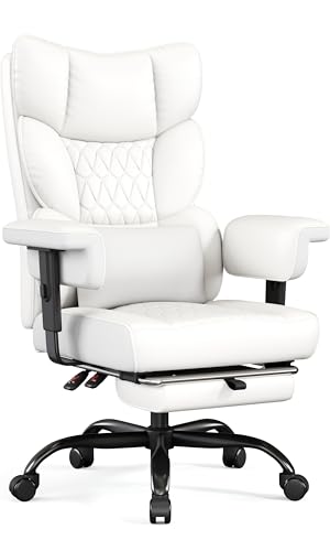 Image of Misolant Big and Tall Office Chair with Footrest, High Back Executive Desk Chair with Adjustable Lift Armrest, 155Recline,Lumbar Support Pillow, Faux Leather Gaming Chairs for Home or Office