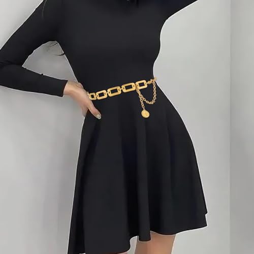 Chain Belt for Women Metal Waist Chain Chunky Belly Link Belt Thick chain Belts Trendy Adjustable Waist Belts Gold Fashion Cute Body Chains for Girls Ladies Dresses Vest Jeans Pants Trousers4