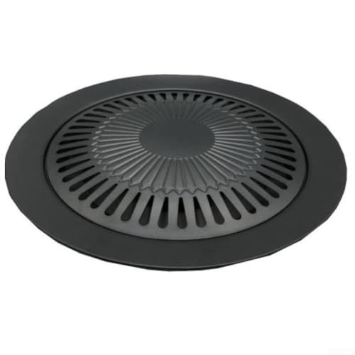 FUBESK Round Grill Pan, Non-stick Coated, 30 Cm Diameter, Korean BBQ & Teppanyaki Grills, Camping & Outdoor Use