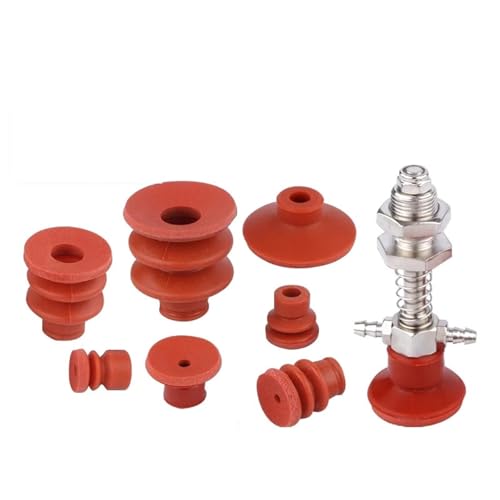 Ventosa de vacío para manipulador robotizado de inyección con silicona roja de 8 mm, 10 piezas