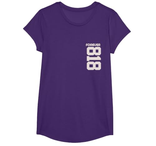 Vintage Forever 818 California Area Code 818 T-Shirt, Girls, Purple, Large