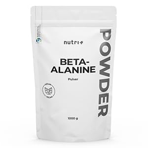 Nutri+ Beta Alanina en Polvo 1 kg - vegano puro con alta Dosificación y sin Aditivos - Potenciador Pre-Entrenamiento - Beta Alanina en Polvo - Energizante Deporte 1000 g