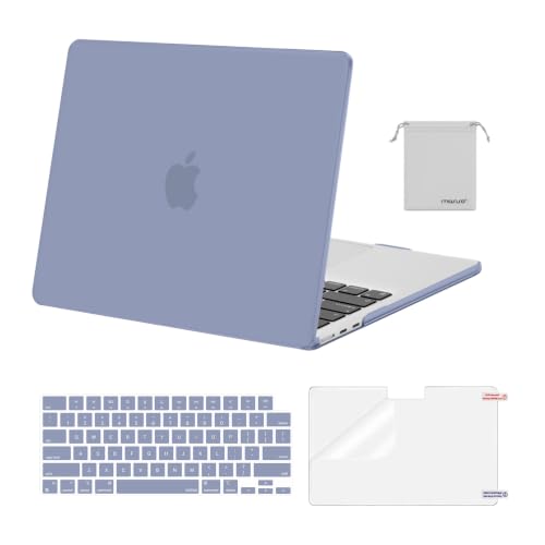 Image of MOSISO Compatible with MacBook Air 13 inch Case M5 2026 M4 2025 M3 M2 2024-2022 A3449 A3240 A3113 A2681,Hard Shell&Keyboard Cover&Screen Film&Pouch for MacBook Air 13.6 inch Case, Lavender Gray