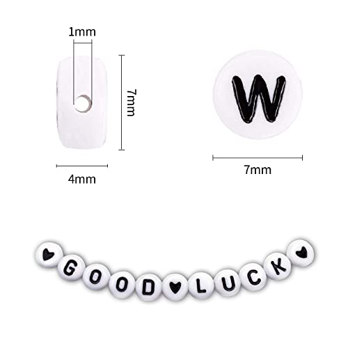 1400pcs Letter Beads, 4x7 mm ,  in 28 Grid Box (White and Black)