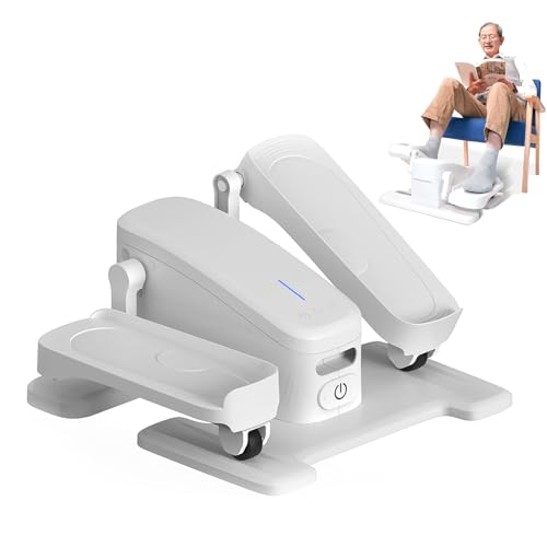 Ejercitador eléctrico de pedal sentado, máquina elíptica debajo del escritorio, entrenador elíptico con diseño de interruptor de patada, amortiguación y 3 velocidades ajustables, adelante/atrás, para