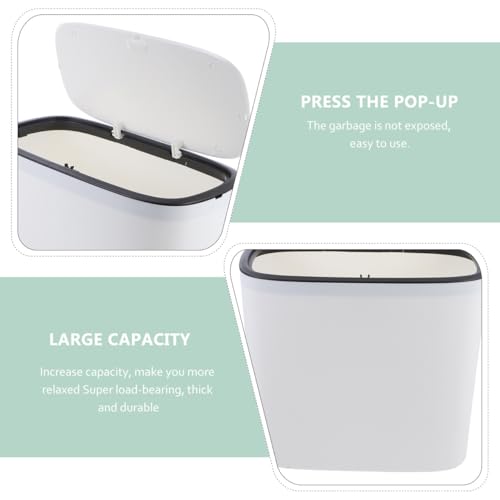 Caneca de basura rectangular blanca con tapa tipo push miniatura 3