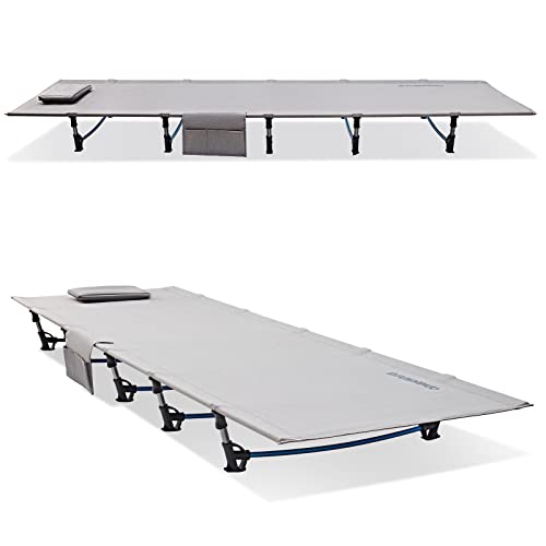 FUNDANGO Ultralight Folding Camping Cot, Extra Long, Beige