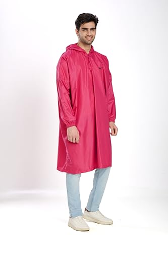 Image of Zeel Unisex Outdoor Rain Poncho for Adult, Waterproof, Lightweight & Packable, Polyester Pullover Full Sleeves Hooded Rainwear, Raincoat for Camping, Hiking, Travelling (AZ33, Free Size) (Gajari)