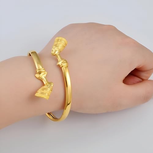 14k Yellow Gold Together Ankh Africa Map Nefertiti Necklace For Women - 925 Sterling Silver Set 3pcs Nefertiti Pendant Jewelry Queen Nefertiti Jewelry Egyptian Chain Necklace4