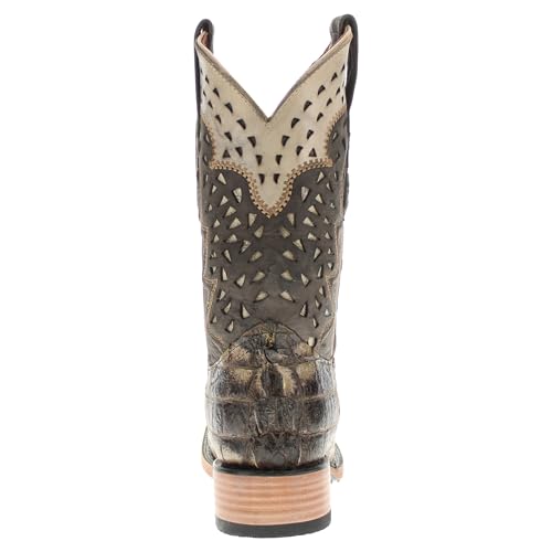 Vaccari Men's Axel Genuine Natural Alligator Tail Cut Broad Square Toe Western Cowboy Boots4