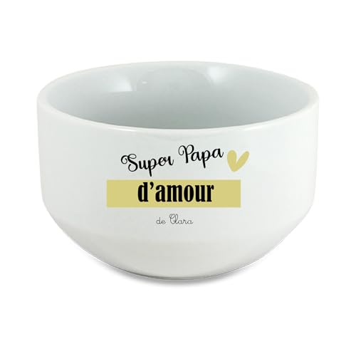 Générique Bol Super Papa d’Amour Personnalisé 600 ml – Cadeau Fête des Pères Original – Bol avec Prénom Enfant – Bol Petit Déjeuner Papa