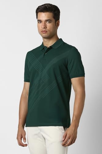 Image of Peter England Perform Men's Asymmetric Print Polo T-Shirt