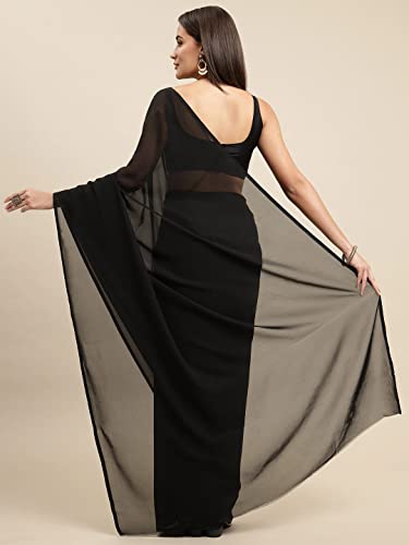 Image of Avantika Fashion Women's Amazing Plain Georgette Saree With Blouse Piece