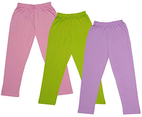 Image of IndiWeaves Girls Super Soft Cotton Solid Capri Pants (Purple, Green, Light Purple, 14-16 Years) Pack of 3