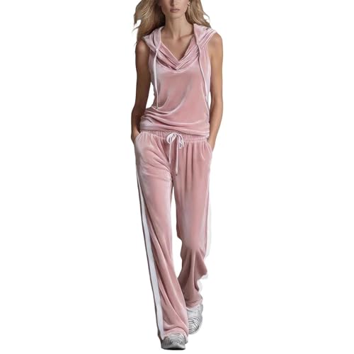 Jogging en velours femme ensemble confortable contre le froid avec haut sans manches