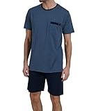 bugatti kurzer Schlafanzug / Pyjama / Shorty, bügelfrei + temperaturausgleichend (52, 632 blau-dunkel-Ringel)