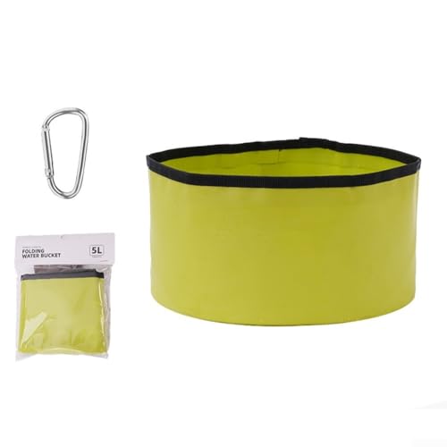 Bassin d'eau pliable léger de 5 l pour le camping en PVC avec large goulot pour la randonnée en plein air et l'utilisation de camping-cars, abat-jour orange...